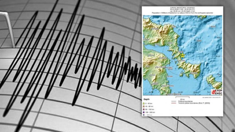 Greqi, një tërmet 4.8 ballë godet ishullin Evia, dridhjet ndihen deri në Atikë