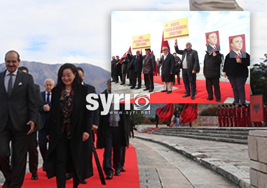 US Ambassador Yuri Kim on one side and dictator Enver Hoxha’s nostalgics on the other pay homage to Nation’s Martyrs