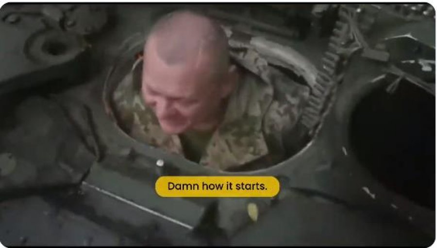 VIDEO/ I buzëqeshur komandanti ukrainas dretjon tankun rus të braktisur