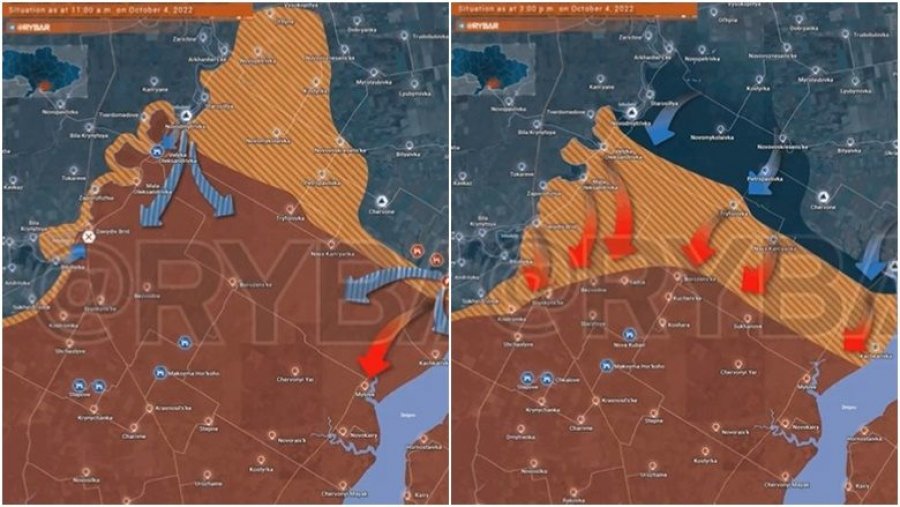 Një hartë e Ukrainës tregon se si Rusia humbi një territor të madh në vetëm katër orë