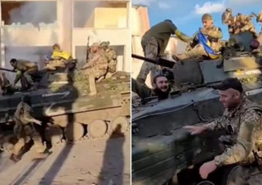 Ushtarët ukrainas kapin një tank rus në gjendje të rregullt, festojnë sikur të kishin fituar ndonjë trofe