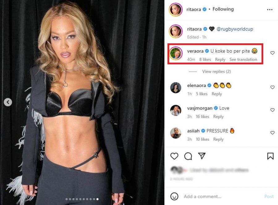Rita Ora superseksi në Instagram, por e ëma i lë komentin tipik si çdo nënë shqiptare
