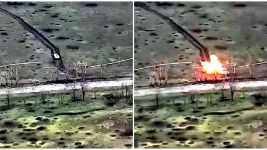 VIDEO/ Momenti kur parashutistët ukrainas shkatërrojnë tankun rus në një zonë të gjelbëruar