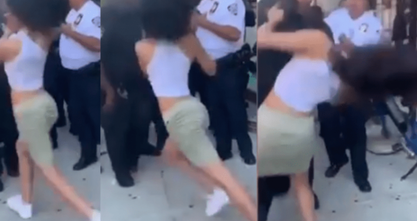 Polici dhunon 19-vjeçaren, e godet me grusht dhe e rrëzon në mes të rrugës (VIDEO)