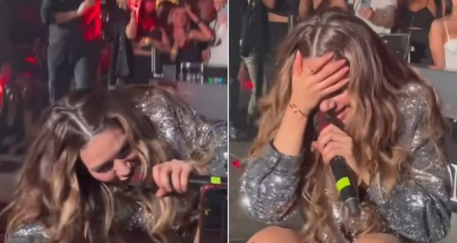 VIDEO/ Incident në koncertin e Elvanës, fansi nuk i lëshon dorën 