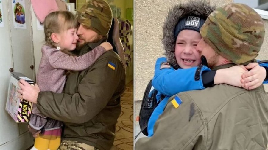 VIDEO/ ‘Babi është në shtëpi’, momentet prekëse kur ushtari ukrainas befason vajzën dhe të birin