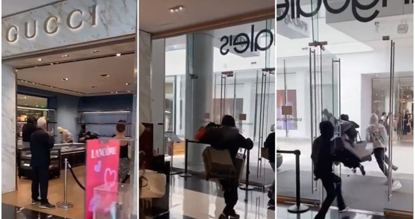9 hajdutë plaçkitën dyqanin e 'Guccit' në Los Angjeles dhe askush s'bëri asgjë, pamjet virale