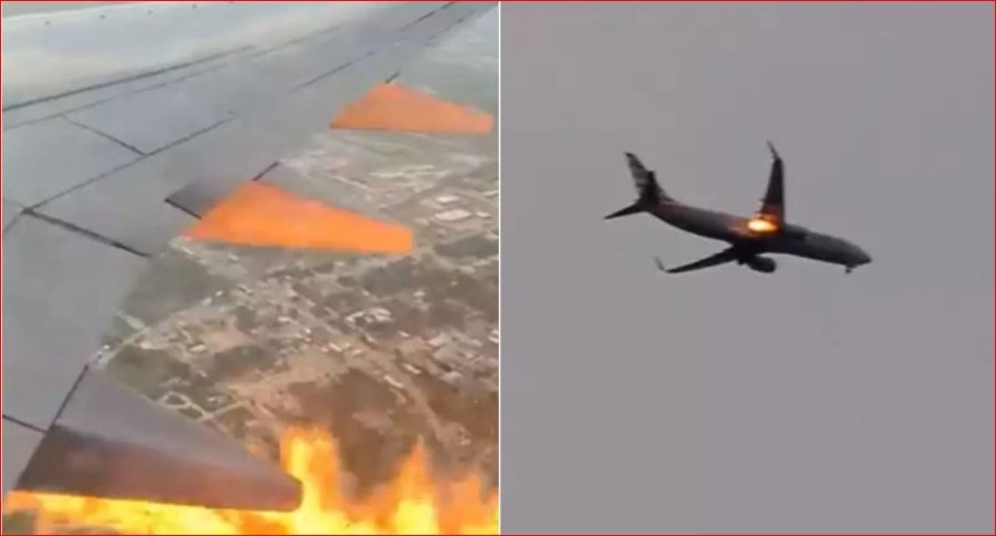 VIDEO/ Panik në ajër, avioni merr flakë pak pas nisjes