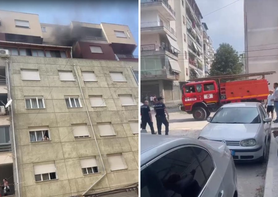 Korçë, shpërthen zjarri në një apartament, banorët të bllokuar brenda