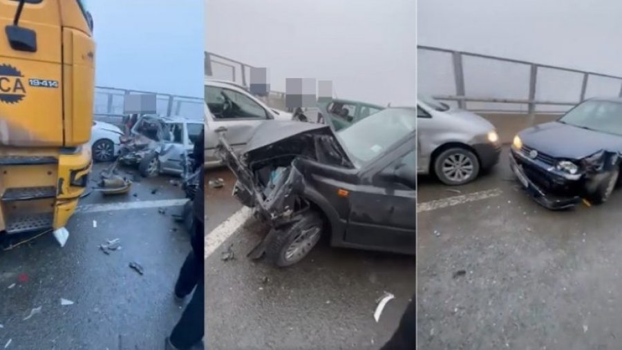 14 automjete të përfshira në aksidentin në Fushë Kosovë, ka të lënduar