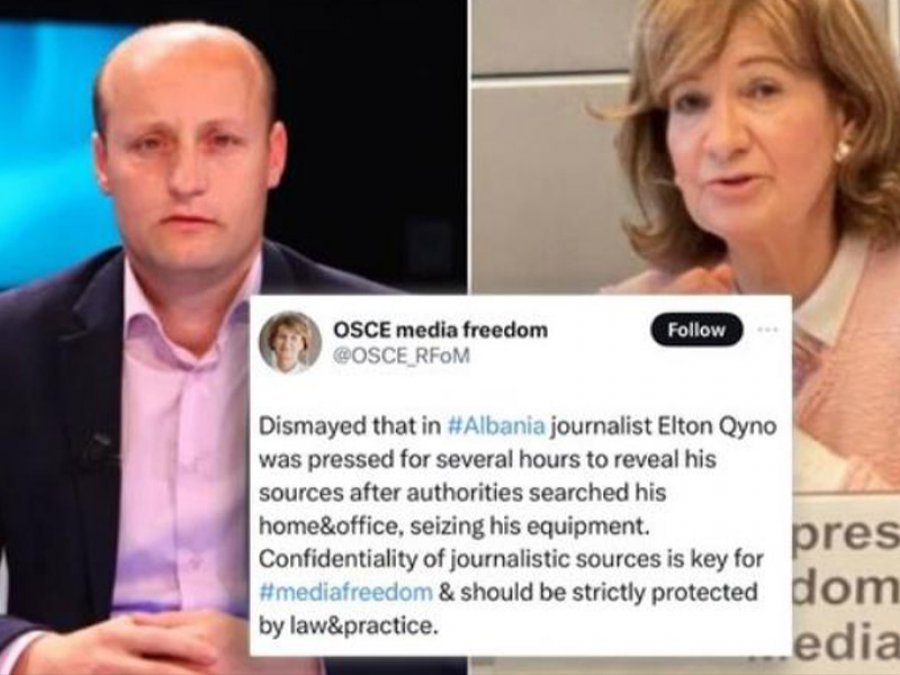 Rasti 'Qyno', shefja e OSBE-së 'e tronditur': Konfidencialiteti i burimeve gazetareske, të mbrohet rreptësisht nga ligji dhe çdo praktikë tjetër