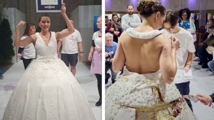 Zvicerania thyen rekordin Guinness: Krijon fustanin më të madh në botë të bërë nga torta