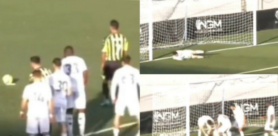 VIDEO/ ‘Çmenduri’, lojtari futet si portier dhe pret penallti në minutën e 94-t