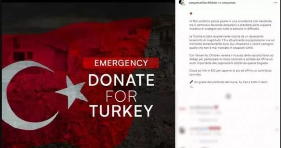 Aktori turk me origjinë shqiptare dhuron 1 milion e 550 mijë euro për të prekurit nga tërmeti