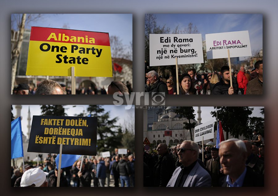 FOTO/ 'Shqipëria, shtet njëpartiak': Pankartat pikante të protestës