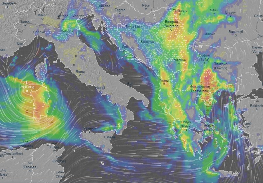 Cikloni mbi Adriatik sjell shira me rrebesh dhe borë të dendur në zonat malore