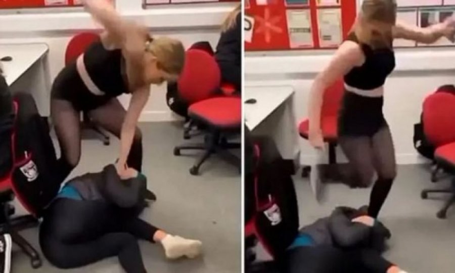 VIDEO - Pamje horror: Nxënësja godet brutalisht me grushte e shkelma shoqen e klasës