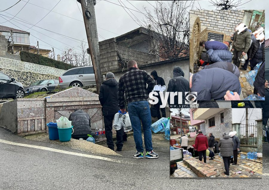 FOTO/ Pogradeci pa ujë të pijshëm prej dy ditësh, banorët mbajnë radhën për të mbushur bidonat