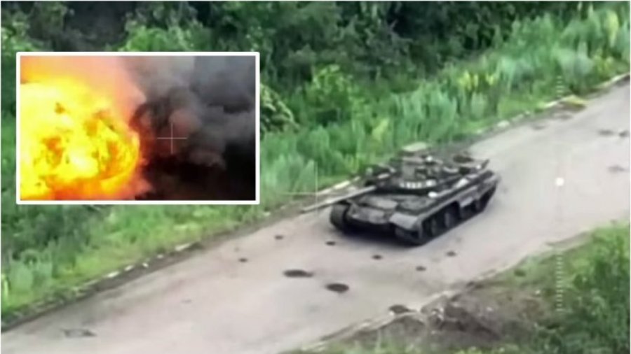 VIDEO/ Momenti kur tanku rus shpërthen dhe shndërrohet ‘në një top të madh zjarri’