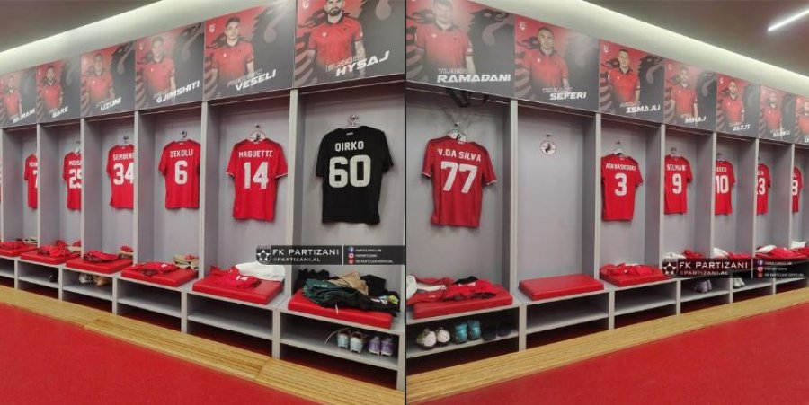 FOTO/ Partizani në dhomën e 'personalizuar' të Kombëtares në 'Air Albania', vetëm një futbollist i të kuqve gjen vendin e tij