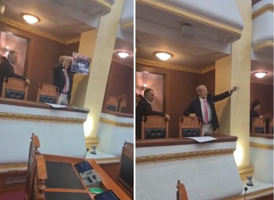 VIDEO/ Protesta e Berishës në Kuvend: Kanabistët në mbledhje grupi, vendosa flamurin e tyre në ballkon!