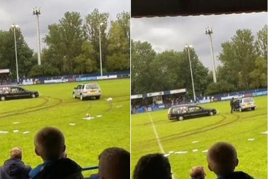 Situatë e çuditshme në Angli: Dy makina hyjnë në fushë dhe ndërpresin ndeshjen