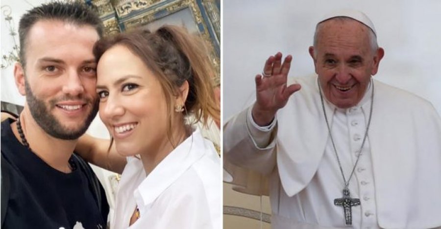 Ceremonia në Kishë: Arbana dhe Eduarti marrin urim special nga vetë Papa Françesku