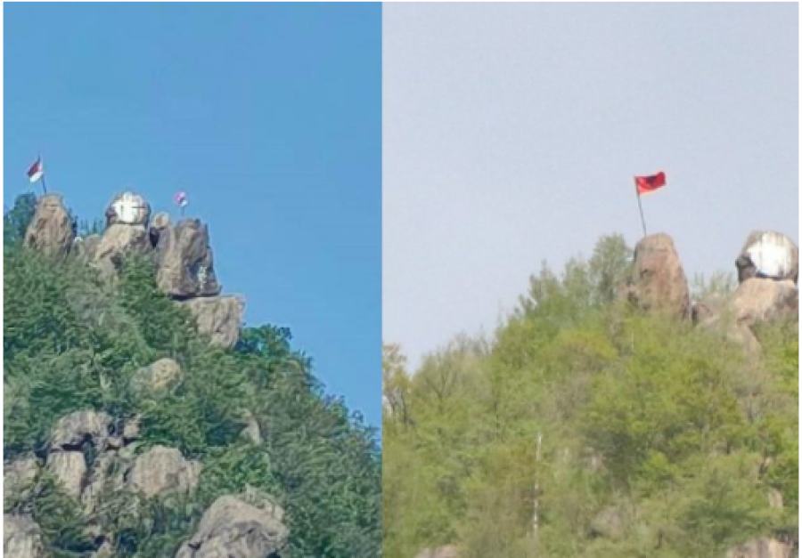 Serbët heqin flamurin kuq e zi dhe vendosin atë të Serbisë në një kodër të Zveçanit