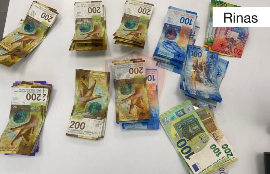 FOTO/ Të riut nga Mali i Zi i sekuestrohen mbi 12 mijë franga zvicerane në aeroportin e Rinasit