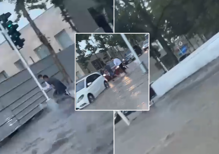 VIDEOLAJM/ Një rrebesh 5 minutësh shiu përmbyt Tiranën