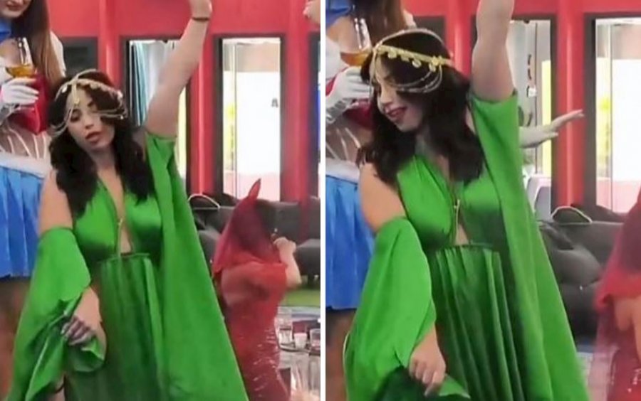VIDEO/ Harron se ka kamera, Linda Halimi i tregon të gjitha me fustanin e çarë në festën e Halloween-it