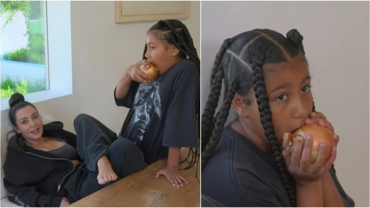 Video/ Vajza e Kim Kardashian, North West bëhet virale! Ha qepën si një mollë