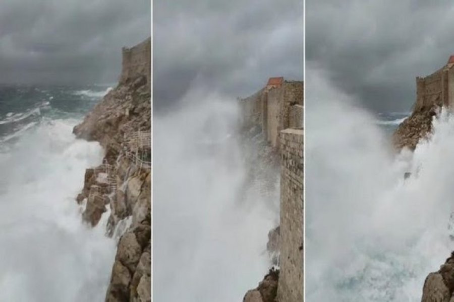 Kjo rrallë shihet: Dallgët e mëdha përmbysën muret e famshme në Dubrovnik
