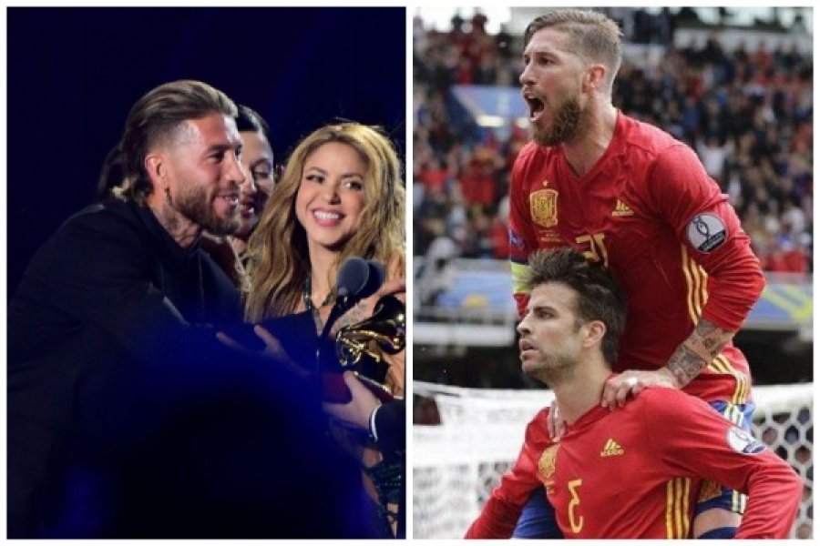 Dikur shokë te Spanja, Ramos i dorëzon Shakirës çmimin për këngën e vitit të cilit ja dedikoi Pique-së