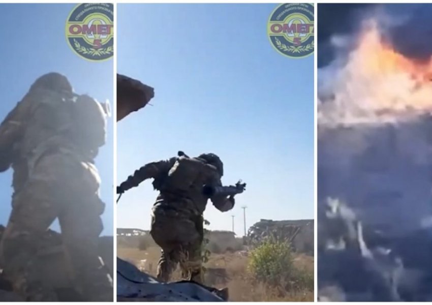 VIDEO/ Ukrainasi shkatërron me mortajë shtëpinë që rusët e përdornin si bazë