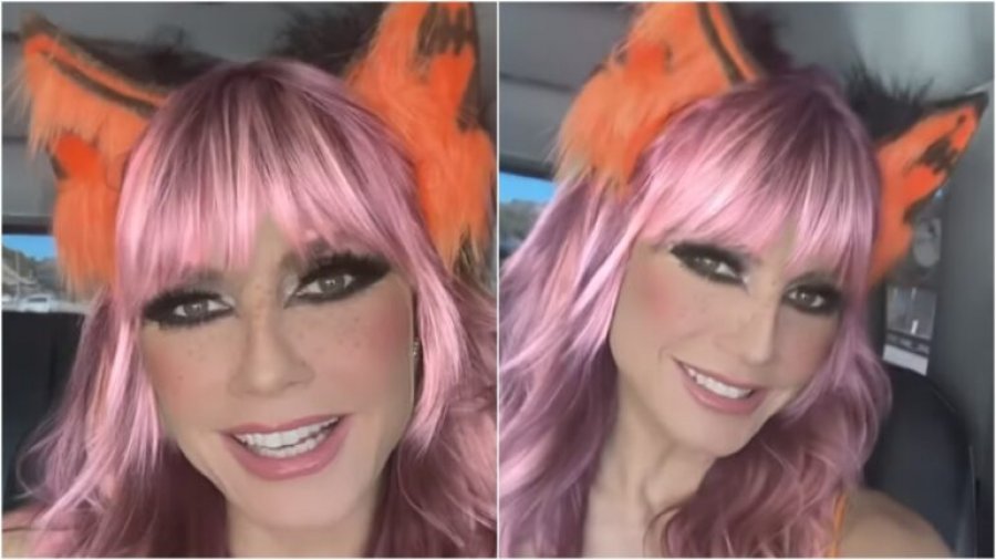 VIDEO/ Me veshë mace portokalli dhe flokë rozë, shihni transformimin e Heidi Klum për Halloween