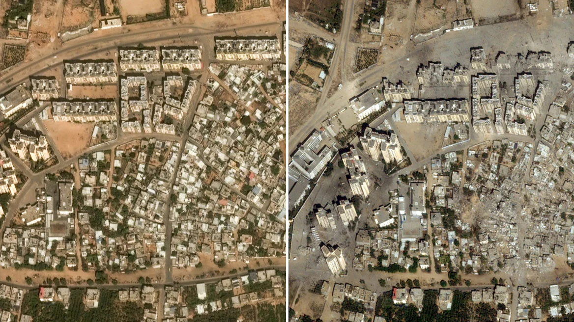Pamje satelitore para dhe pas bombardimeve në Rripin e Gazës