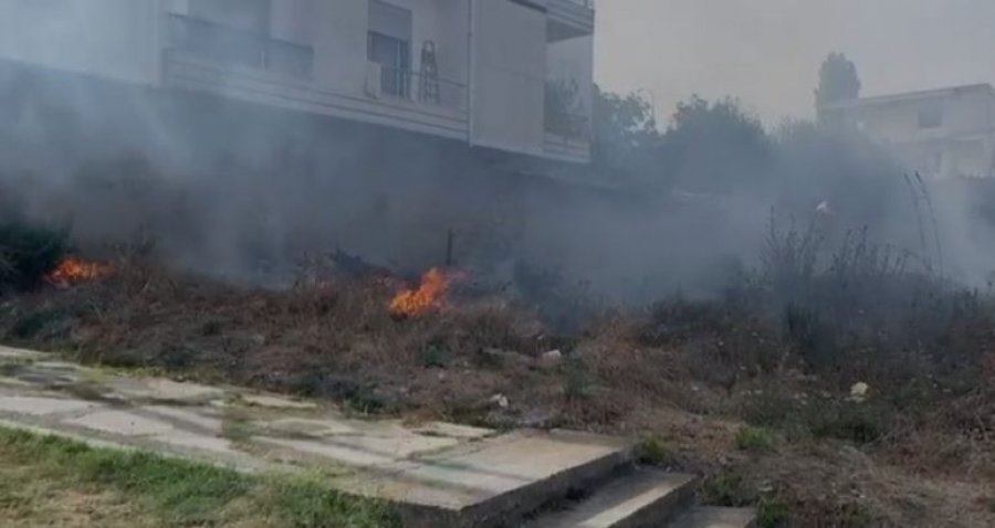 Zjarr pranë varrezave të dëshmorëve në Fier, rrezikohet edhe një banesë