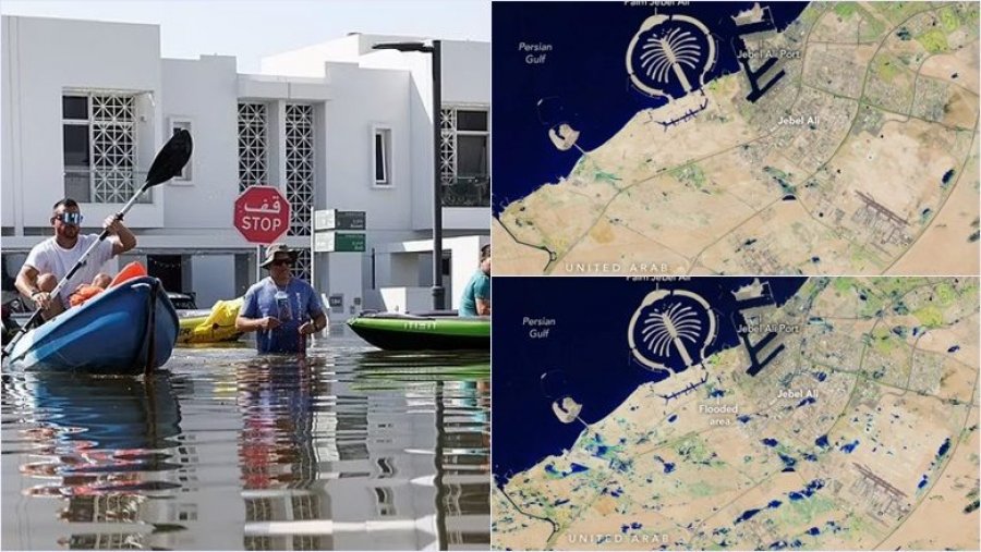 Pamje të Dubait nga hapësira, ja si dukej, para dhe pas përmbytjeve