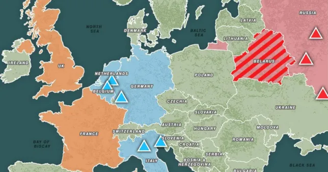 Harta tregon se ku janë pozicionuar armët bërthamore në të gjithë Europën