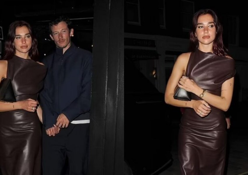 FOTO/ Dua Lipa mahnit me një fustan lëkure, teksa shijon mbrëmjen në Londër