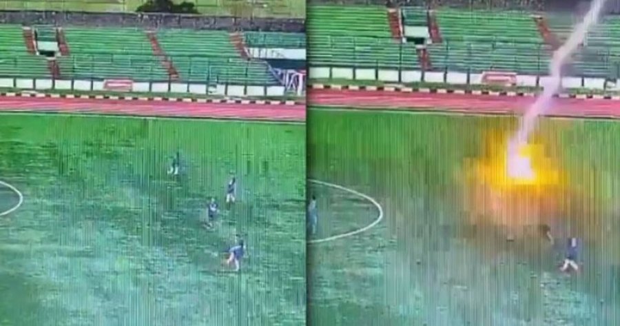 VIDEO/ Futbollisti goditet nga rrufeja gjatë ndeshjes, vdes në spital