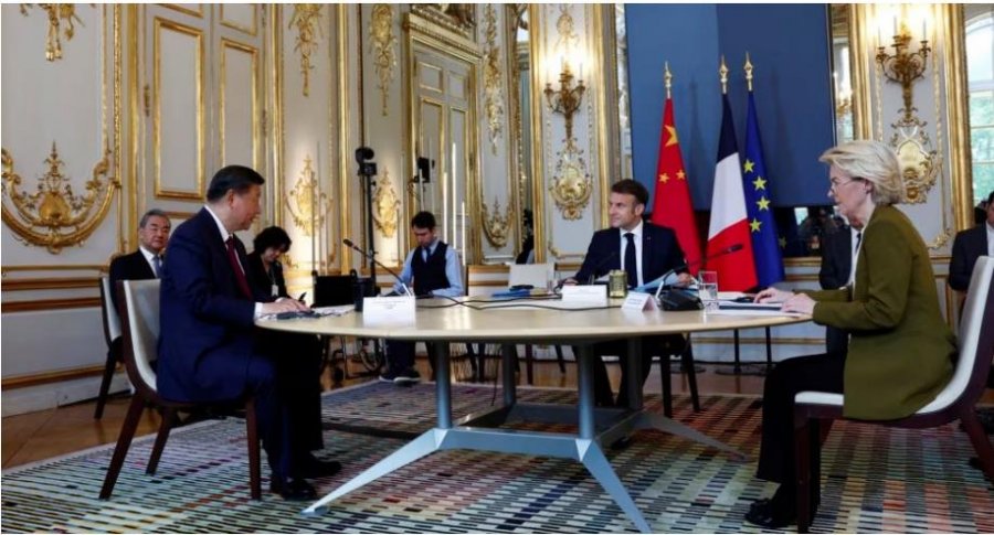 Macron dhe von der Leyen, trysni Presidentit kinez në lidhje me tregtinë