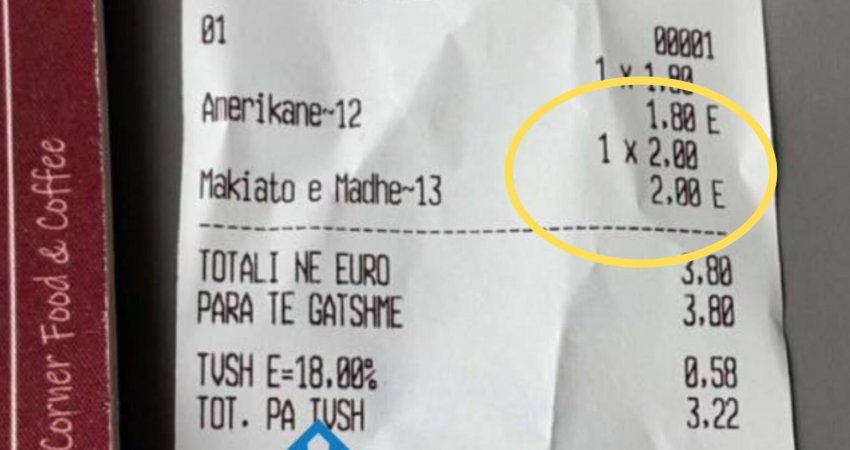 Makiato e madhe bëhet 2 euro në një kafe në shesh të Prishtinës