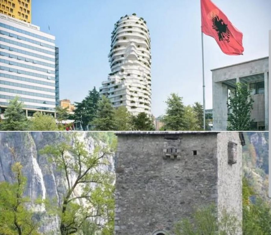 Kulla e Ngujimit pranë Kishës në Theth dhe Kullat Narkoarkitektëve në oborrin e Kishës në zemër të Tiranës