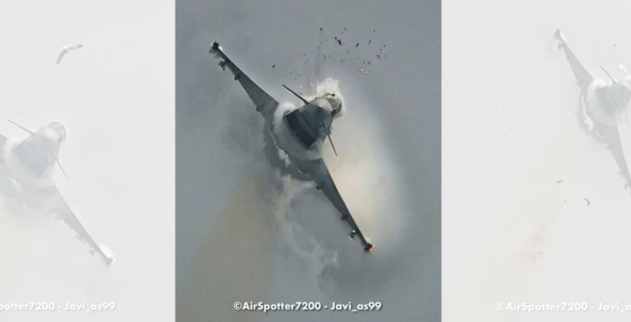 Avioni 'Eurofighter' goditet nga zogjtë, momenti i rrallë kapet nga kamerat