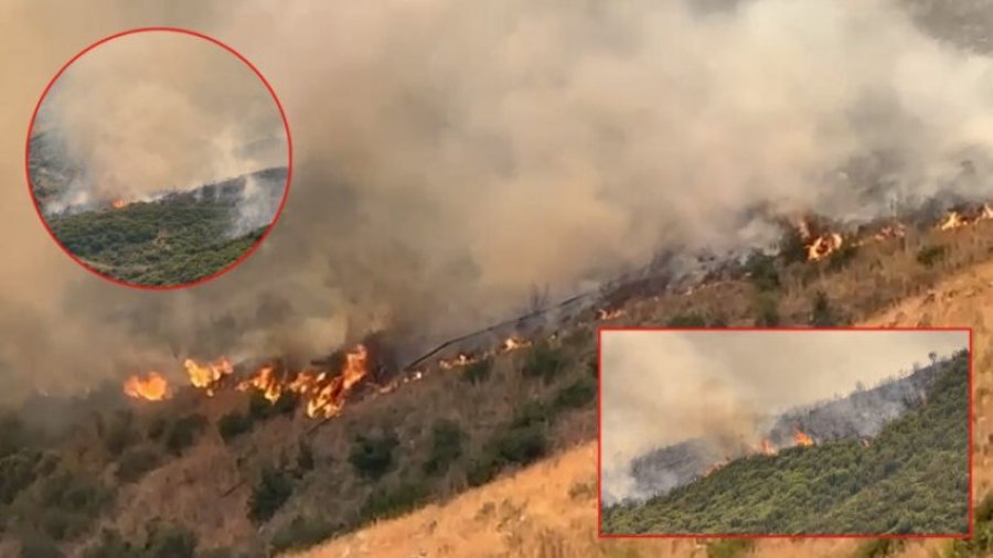Zjarre në zona të banuara të Delvinës, aktivizohen 4 helikopterë dhe 120 forca