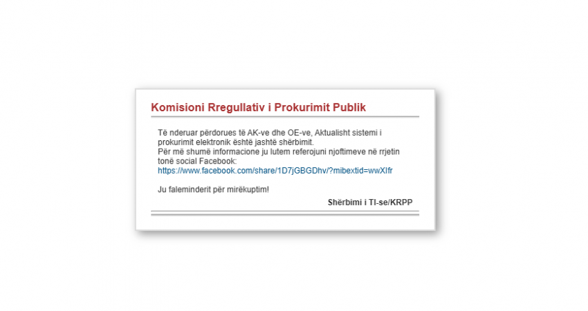E-Prokurimi ende jashtë funksionit