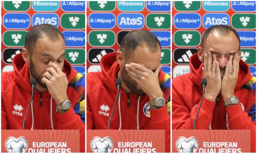 Futbollisti i Andorrës ia plas të qarës në mes të konferencës para ndeshjes me Shqipërinë