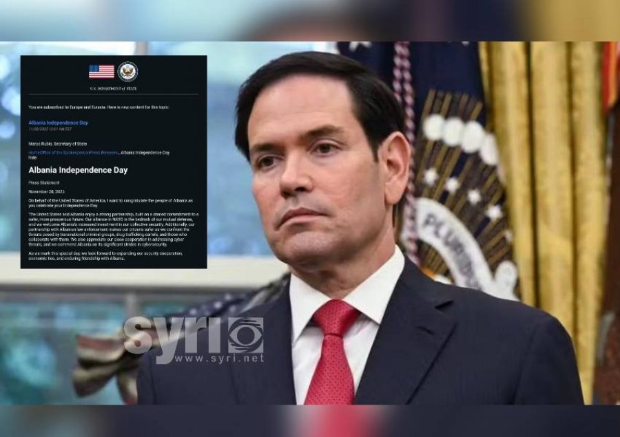 'Lufta kundër karteleve të drogës'/ Rubio uron shqiptarët për ‘28 Nëntorin’: Presim me padurim të zgjerojmë bashkëpunimin